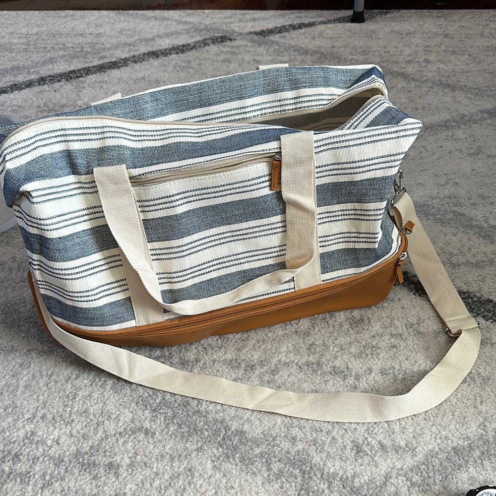 Stylish Striped Blue and White Weekender Bag